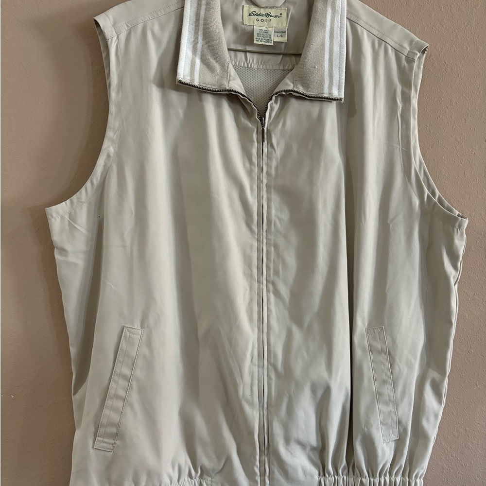 Eddie Baurer - Women Golf Vest - Tan and White - Size L